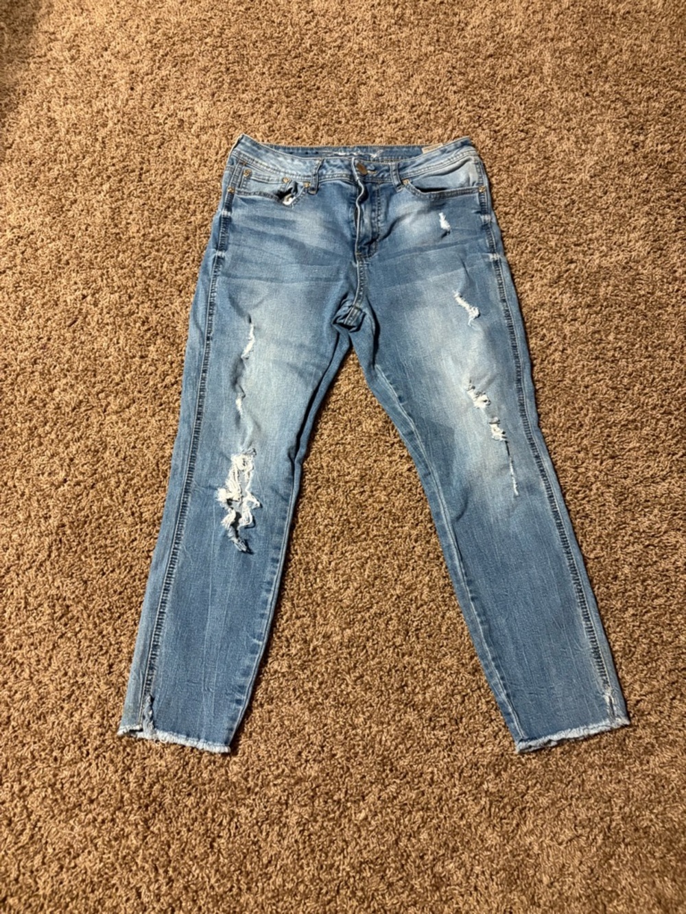 Seven7 Women's Skinny Distressed Light Blue Jeans